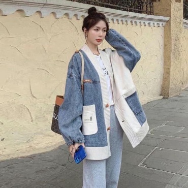 Джинсовая куртка Fashion синий, белый