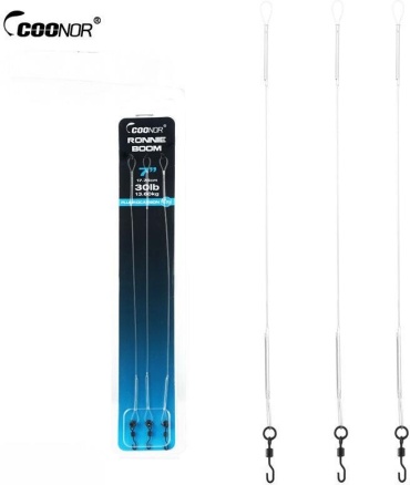 Оснастка COONOR Карповые поводки COONOR Ronnie Boom 7” — флюрокарбон, 17.75 см, 30 lb (13.6 кг), 3 шт 17.75 см