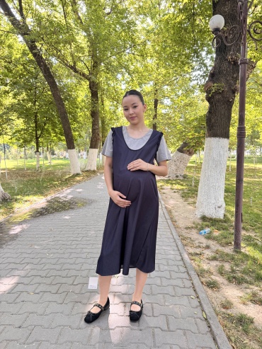 Сарафан, для беременных SuperMama серый, темно-синий