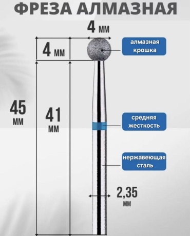 Насадка Istellio 040 бор шар насечка синяя 1 шт