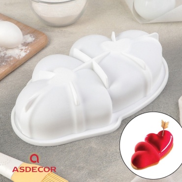 Asdecor для муссовых десертов 4472197 "Два сердца", силикон