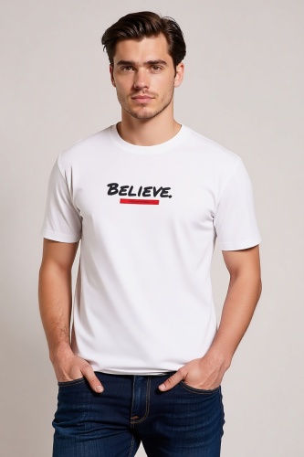 Футболка Ricco Man с принтом "BELIEVE" белый