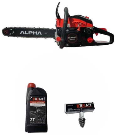 Бензопила ALPHA GCS 5215+свеча Brait L7T+Масло Brait 2t
