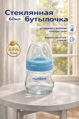 Бутылочка angels shop Mumlove Z1374 0+ blue 60 мл синий