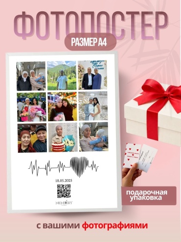 Именной подарок Memory Moment фоторамка Фотопостер с вашими фотографиями «Для мамы с Qr кодом »