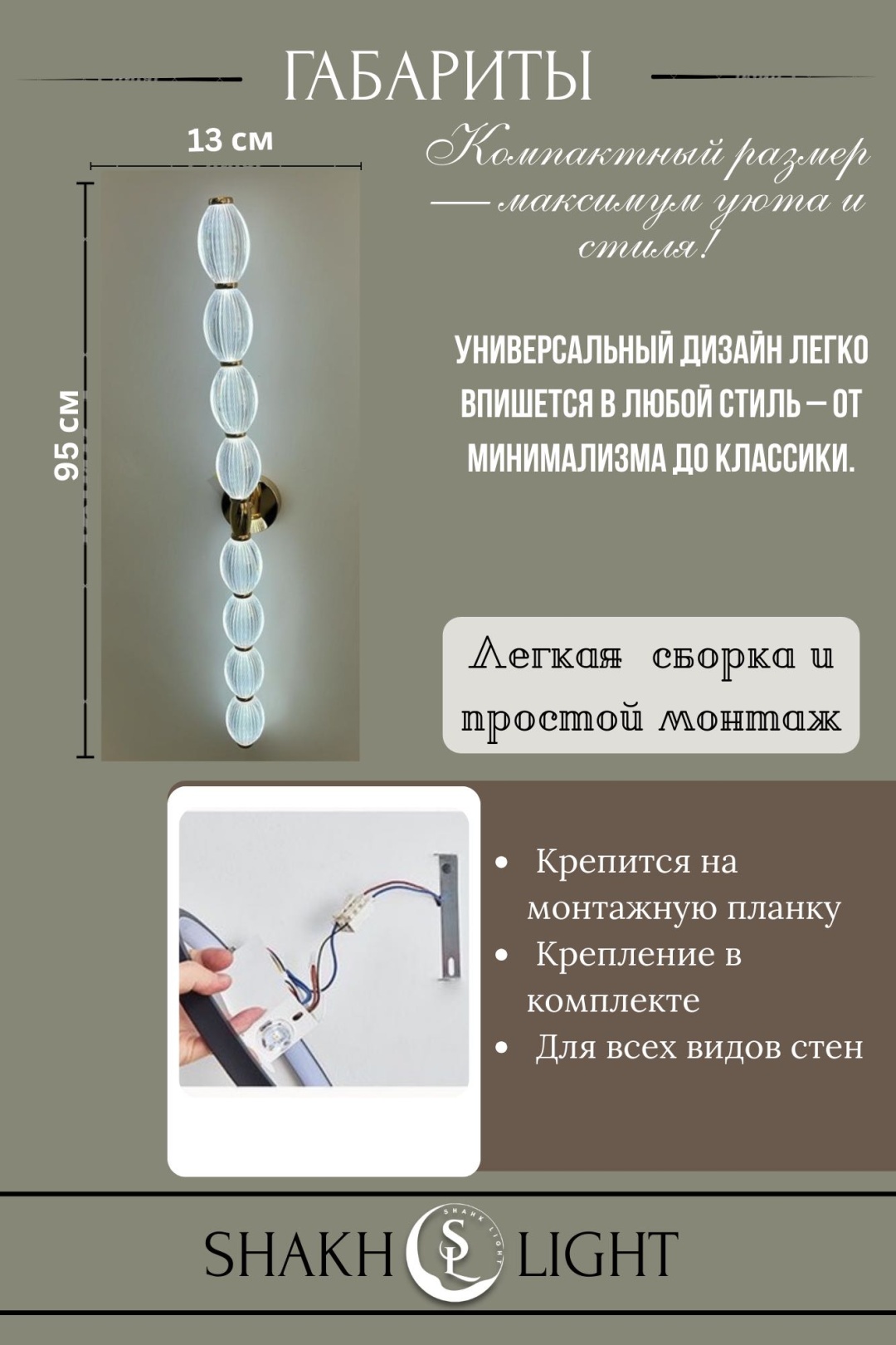 Бра настенный, накладной Shakh Light LED, бронза