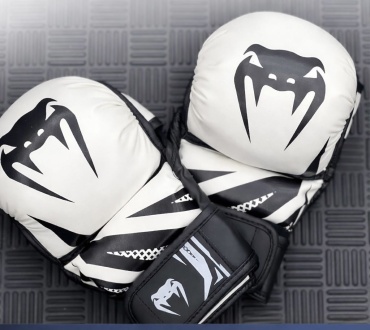 Перчатки для MMA крабы/черепашки бело-черные L