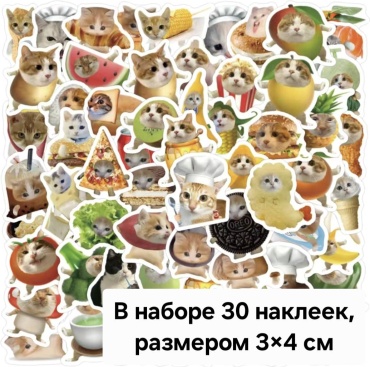 Наклейки лист TopShop смешные котики мемы, 30 шт