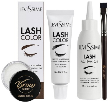 LEVISSIME Набор для окрашивания бровей и ресниц Brow Shop x Levissime, 1.8% краска 3-7, brown 15