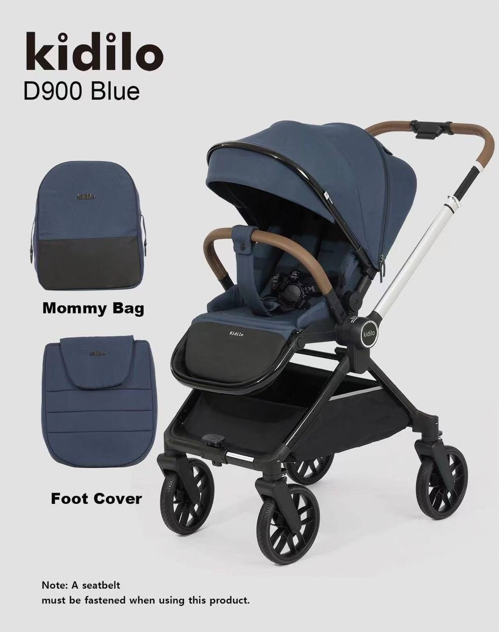 Коляска прогулочная Kidilo D900 S, синий