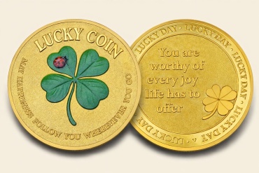 Монета сувенирная Памятная монета на удачу «Lucky Coin» с четырёхлистным клевером 1 шт 40 мм