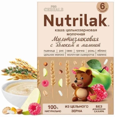 Nutrilak молочная Premium PROCEREALS Мультизлаковая с яблоком и малиной, 200 г