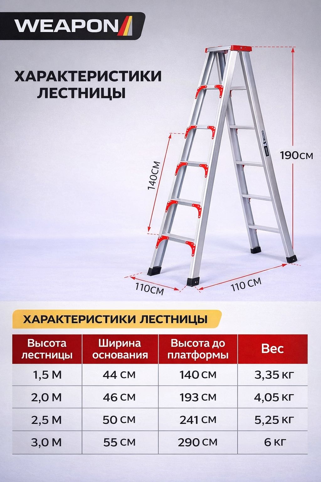 WEAPON стремянка WEAPON WITH 5, 150