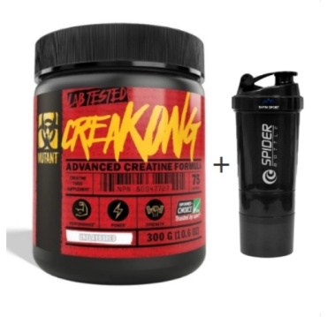 Креатин Mutant Creakong + Шейкер Spider Bottle нейтральный 300 г