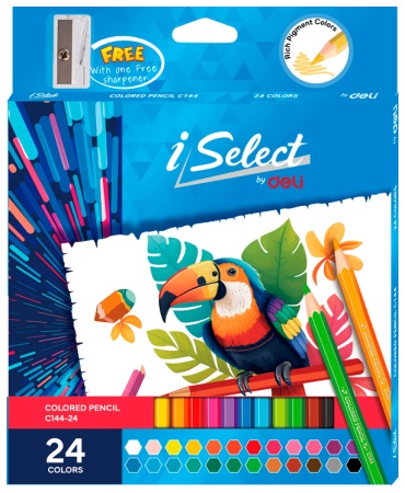 Цветные карандаши Deli "i Select" форма шестигранная 24 шт