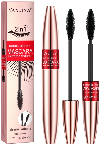 Тушь для ресниц Yanqina Double-effect mascara extreme volume для объема, удлиняющая черный