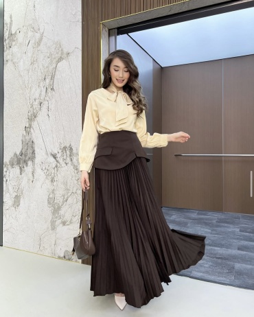Плиссированная юбка MIN style коричневый