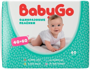Пеленка одноразовая Baby Go 14480111160-01, 60 шт, 40x60 см