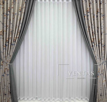 Комплект VENTAS 300x270 см 3 шт, лен, рогожка, белый, бежевый, серый