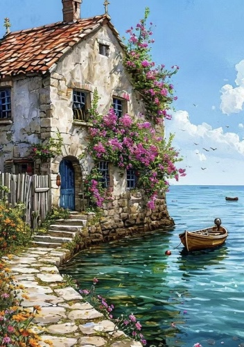 BLESS HOUSE Картина по номерам Дом у моря 50*40