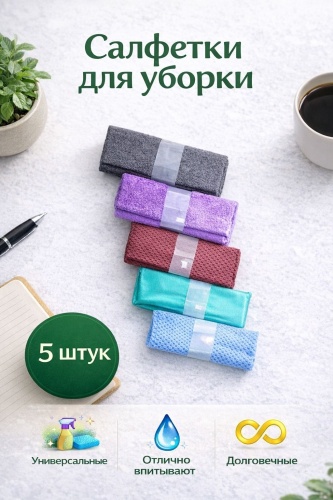 DMV тряпка для уборки набор cs/5 5 шт, микрофибра