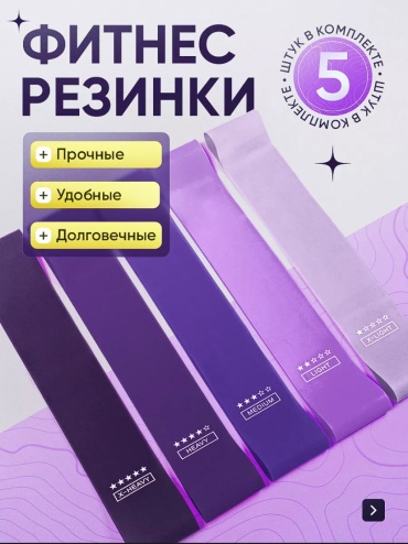 Фитнес-резинка SAQ ExpanderTapeMulticolorPurple 5 шт 18 кг