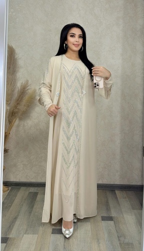 Вечернее платье Yaseena.brand бежевый, серебристый