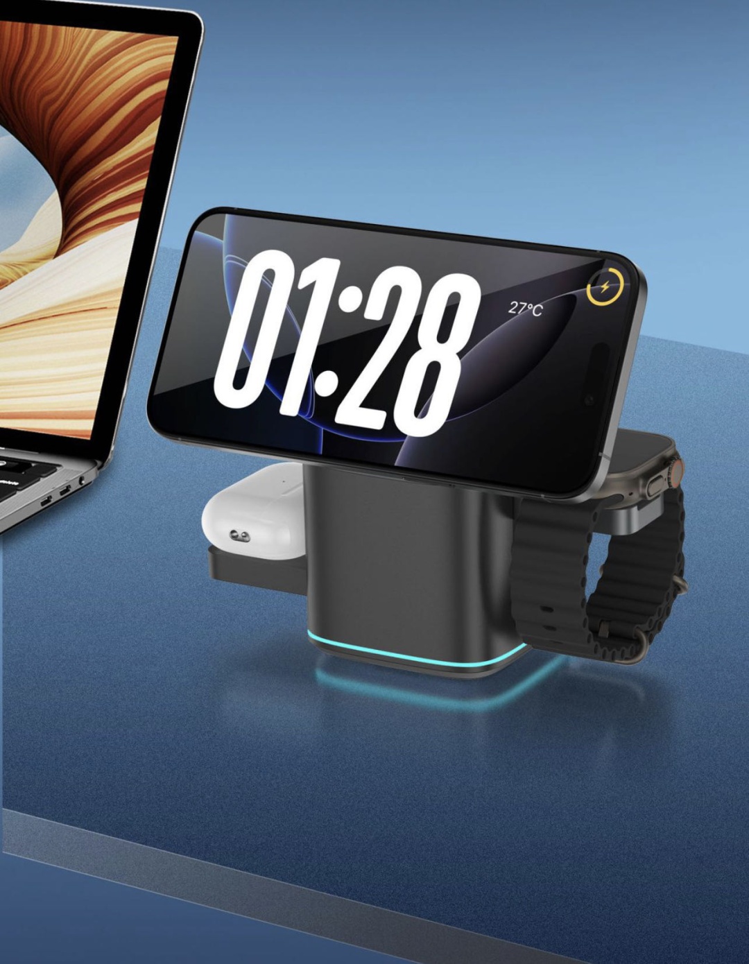 Зарядное устройство Qi2 USB Type-C 15 Вт серый