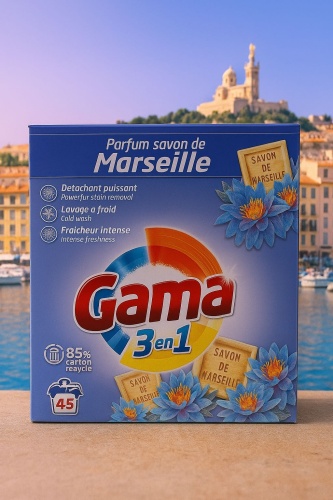 Стиральный порошок GAMA для белых и светлых тканей Parfum savon de Marseille 2.4 кг