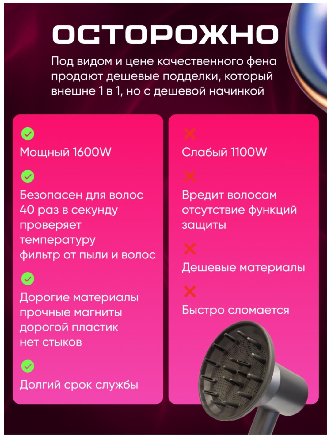 VORAX VR-5000 фен серый, розовый