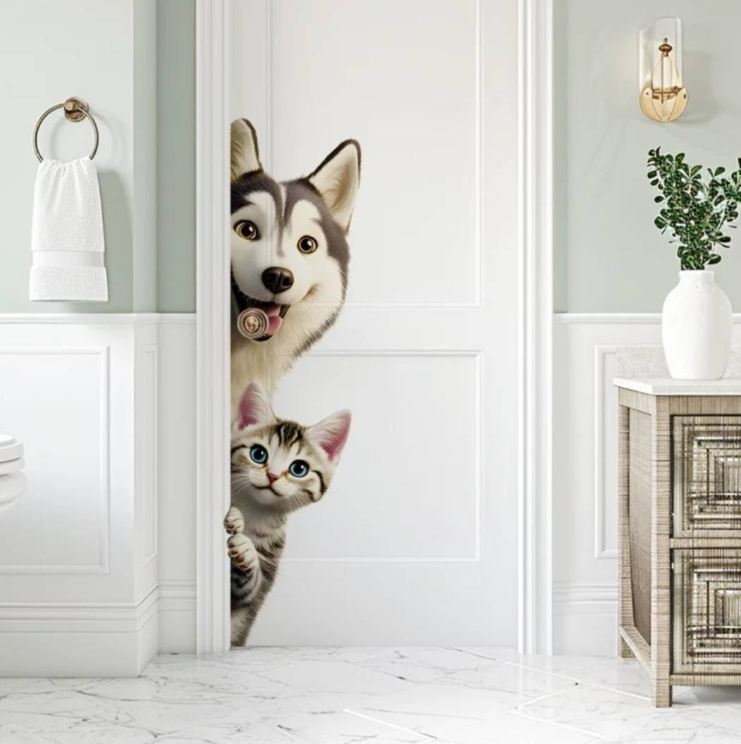 Наклейка интерьерная Собака и кот 82x22 см