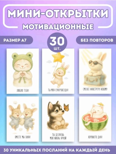 ZANGAR COMPANY открытка Мини открытки детские мотивационные на каждый день 30 шт