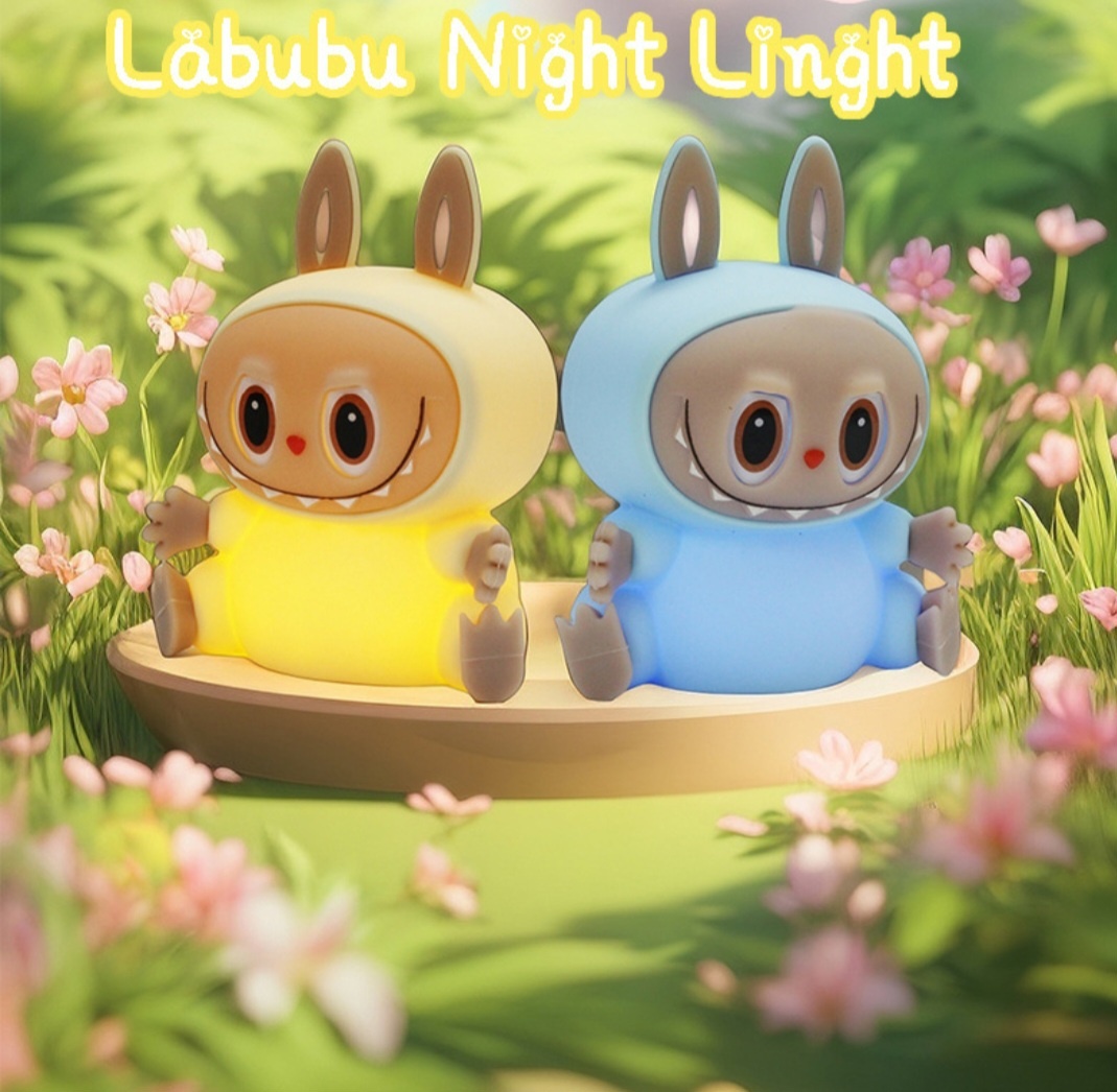 Ночник детский настольный Labubu/детский ночник/силикон, теплый белый, желтый, красный, разноцветный, голубой