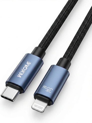 Кабель WEKOME Lightning, USB TypeC (M), 1.2 м, черный