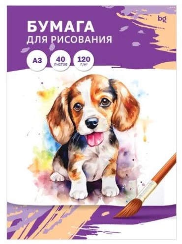 Папка BG для рисования,120г/м2, 85433 A3 40 листов