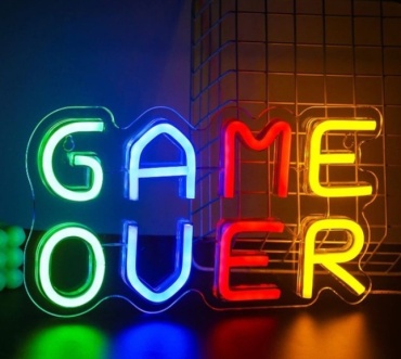 Неоновая вывеска настенный Game over, разноцветный
