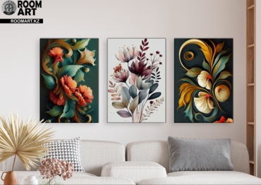 Room Art KZ модульная картина Цветочная живопись 200x100 см