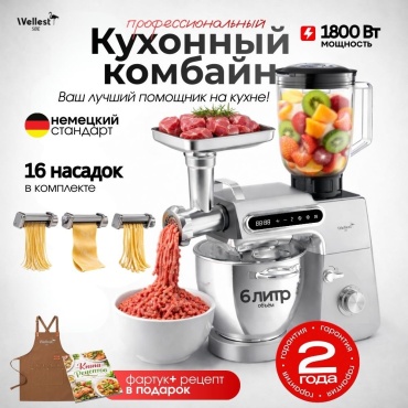 Кухонный комбайн WELLEST WS50 CHEF MAX серебристый