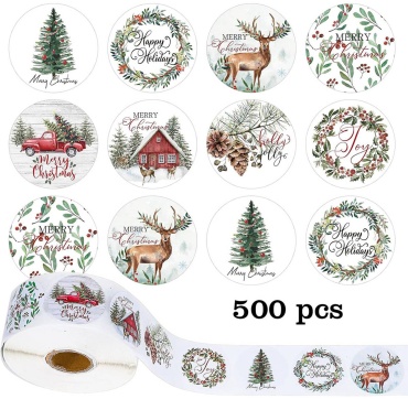 Новогодние наклейки 500шт