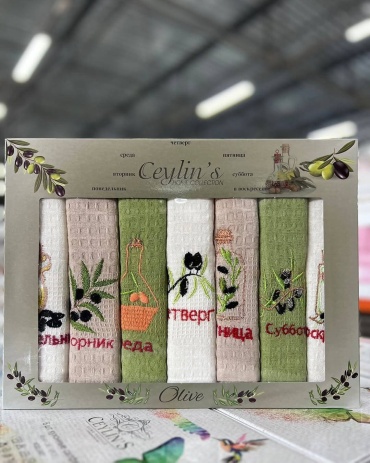 Ceylins набор полотенец Неделька 60x40 см 7 шт, хлопок, ткань вафельная