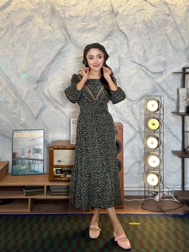 Хлопковый халат Milana черный, желтый