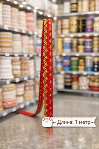 Тесьма Almaexpress Тесьма волна красно-золотистая 1 метр, 890859045 1 шт