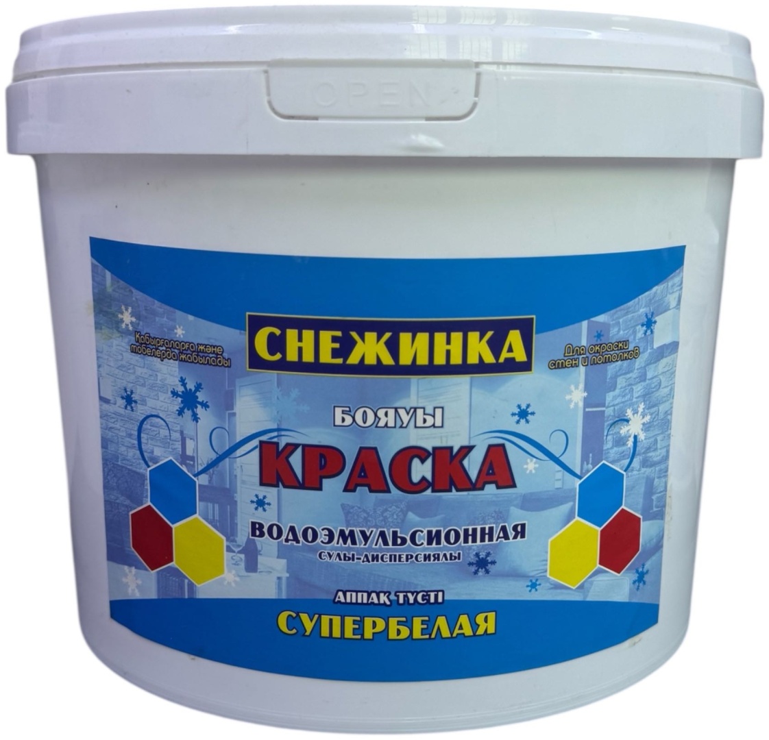 Краска Polymer водоэмульсионная Снежинка 25 кг, белый цвет