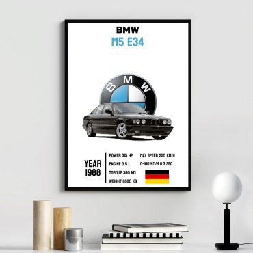 Картина BMW M5 E34 1988 30x40 см