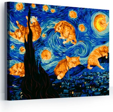 Картина ADMA Котоночь холст на подрамнике 40x50 см