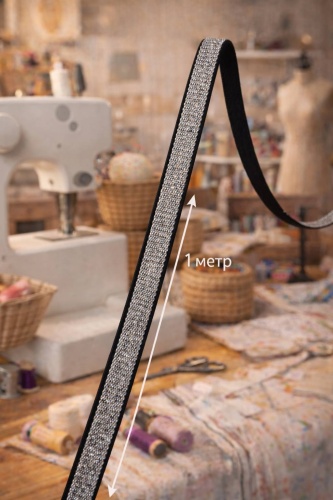 Резинка Almaexpress Резинка черно-серебристая 1 метр, 499308015 1 шт