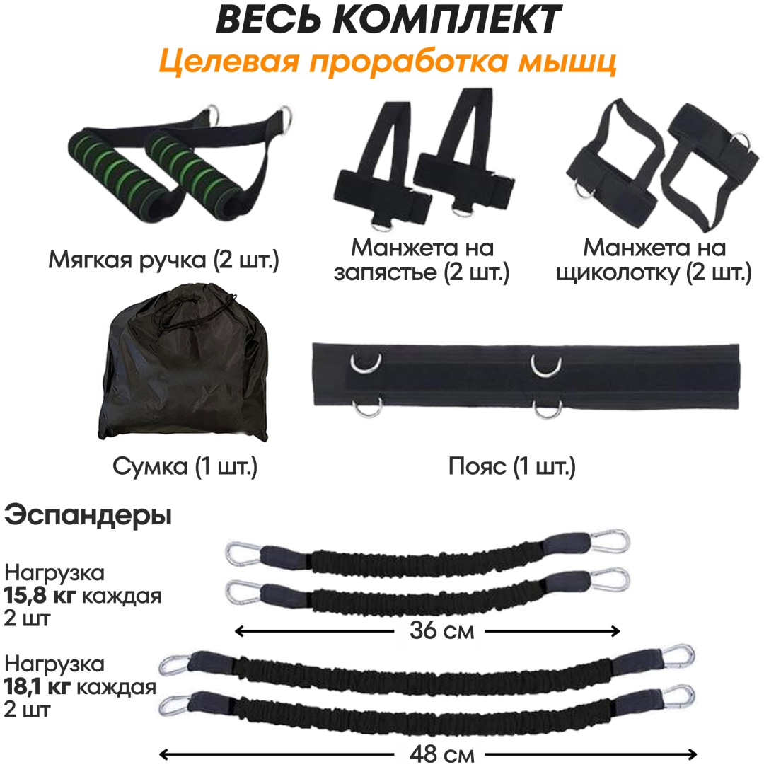 Эспандер Фитнес-резинка, лента UNIQKID BOOST 4 шт 18 кг