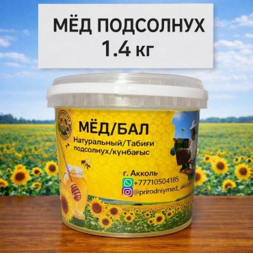 Природный мед Акколя мед подсолнечный 1400 г