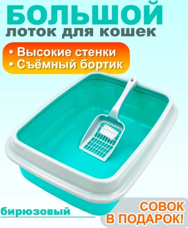 Лоток с бортиком бирюзовый