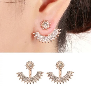 Серьги LAREY Rose Gold Ray 2в1 бижутерный сплав, стразы